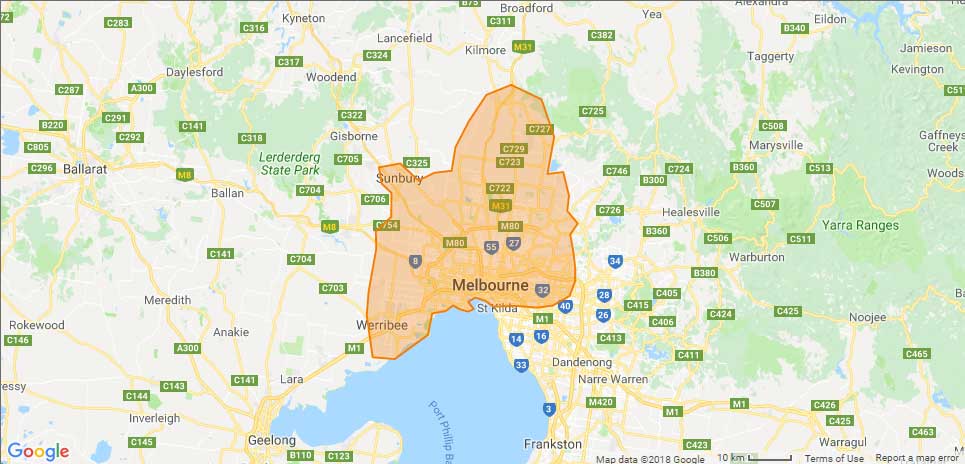 Areas we service in Melbourne